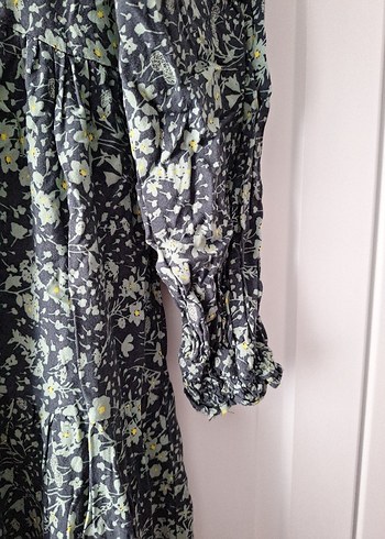 Gri Uzun Bohem Düğmeli Elbise - Görsel 3