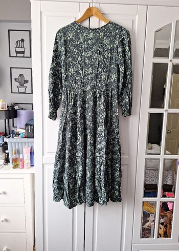 Gri Uzun Bohem Düğmeli Elbise - Görsel 5