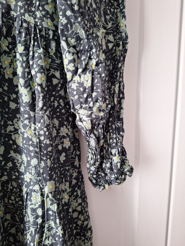 Gri Uzun Bohem Düğmeli Elbise - Görsel 3