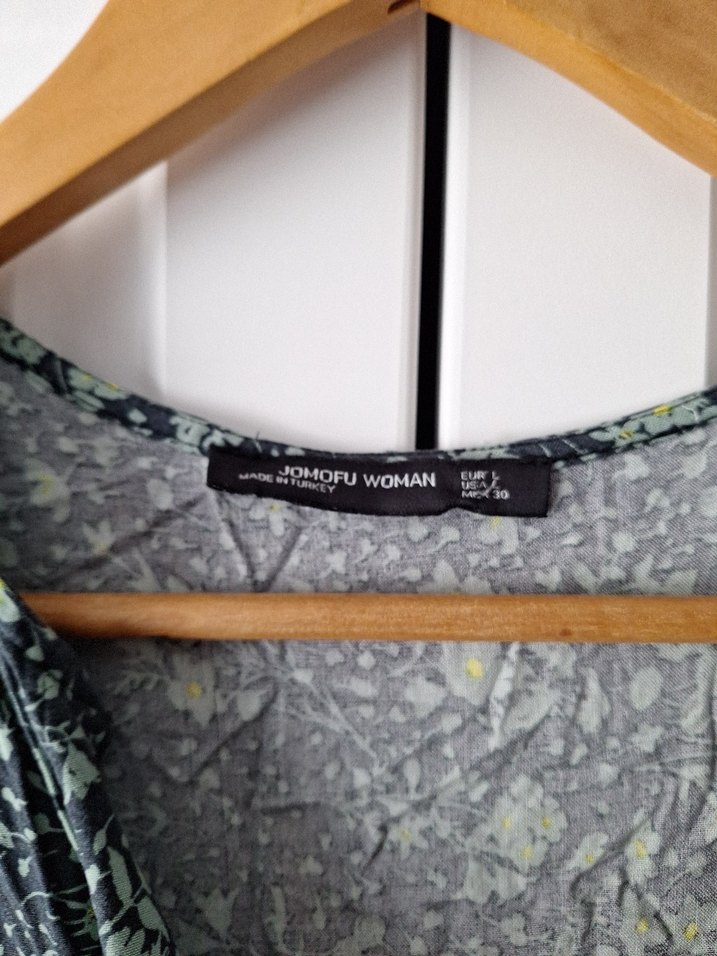 Gri Uzun Bohem Düğmeli Elbise - Görsel 4