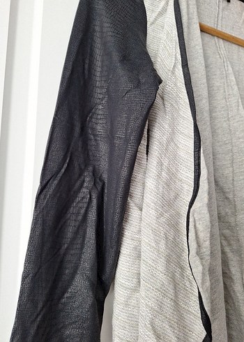 Gri Kadın Uzun Kollu Salaş Hırka - Görsel 3