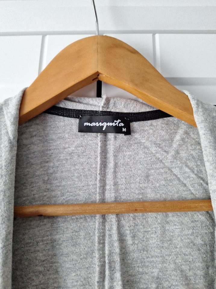 Gri Kadın Uzun Kollu Salaş Hırka - Görsel 2