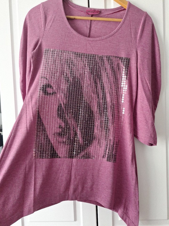 Mor Baskılı Tişört, Uzun Kollu, Salaş - Görsel 2