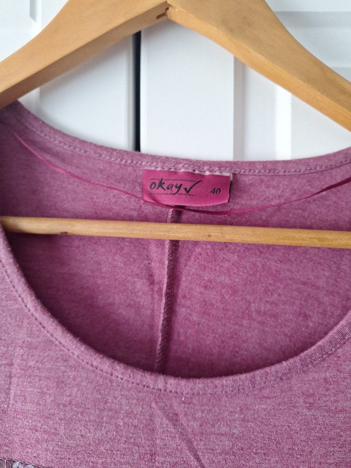 Mor Baskılı Tişört, Uzun Kollu, Salaş - Görsel 3