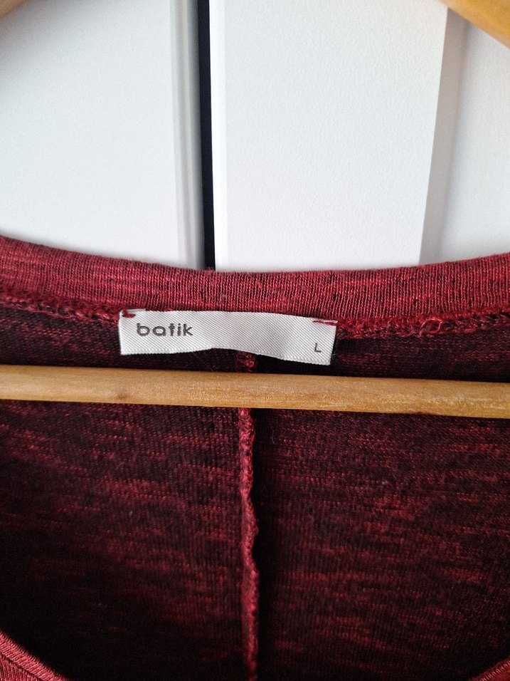 Kırmızı Oversize Keten Hamile Tişörtü - Görsel 2