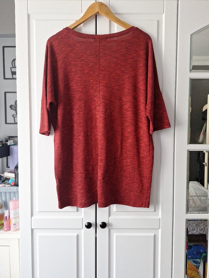 Kırmızı Oversize Keten Hamile Tişörtü - Görsel 3