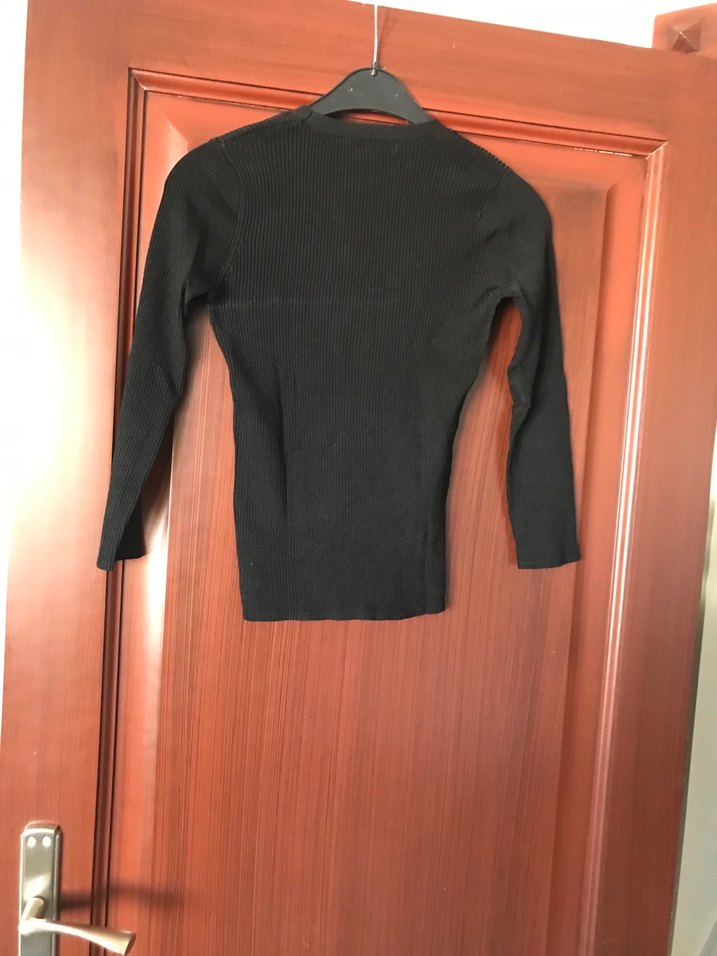 Siyah Kadın İnce Triko Basic Kazak - Görsel 3