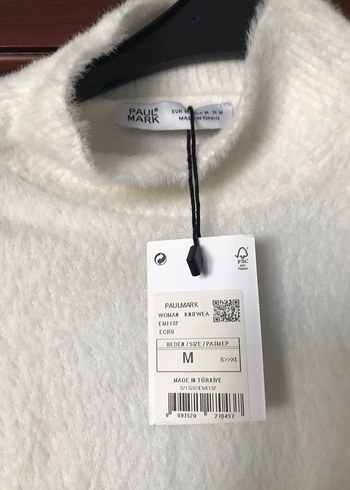 Beyaz Boğazlı Örgü Kadın Kazak - Görsel 3