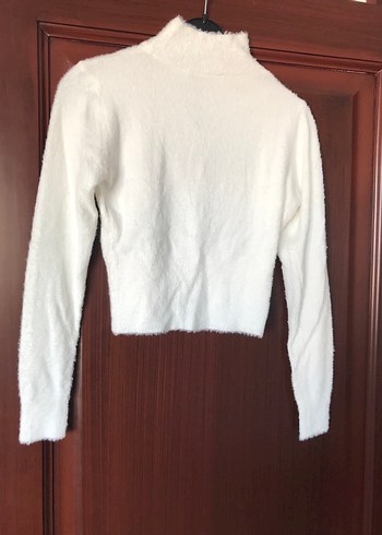 Beyaz Boğazlı Örgü Kadın Kazak - Görsel 4