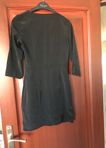 Yuvarlak Yaka Siyah Midi Kadın Elbise - Görsel 5