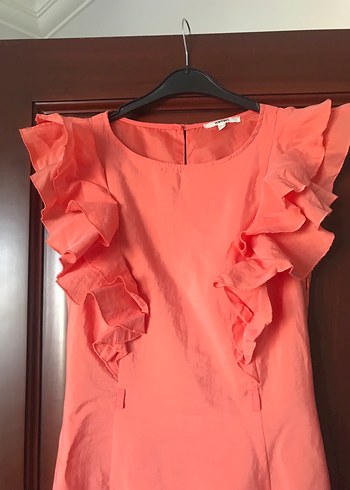 Midi Yuvarlak Yaka Fırfırlı Abiye Elbise - Görsel 6