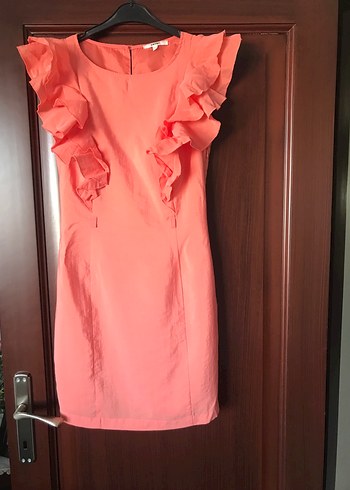 Midi Yuvarlak Yaka Fırfırlı Abiye Elbise - Görsel 4