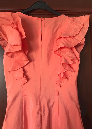 Midi Yuvarlak Yaka Fırfırlı Abiye Elbise - Görsel 3