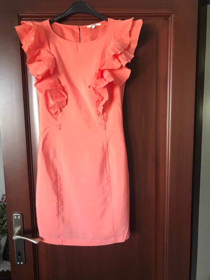 Midi Yuvarlak Yaka Fırfırlı Abiye Elbise - Görsel 4