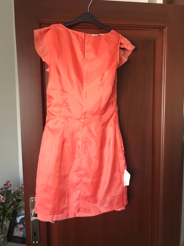 Midi Yuvarlak Yaka Fırfırlı Abiye Elbise - Görsel 2