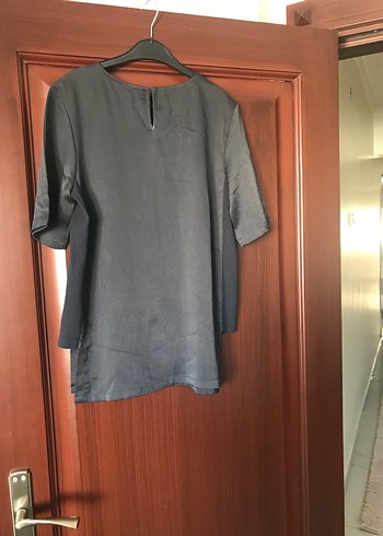 Siyah Kadın Kısa Kollu Salaş Bluz - Görsel 2