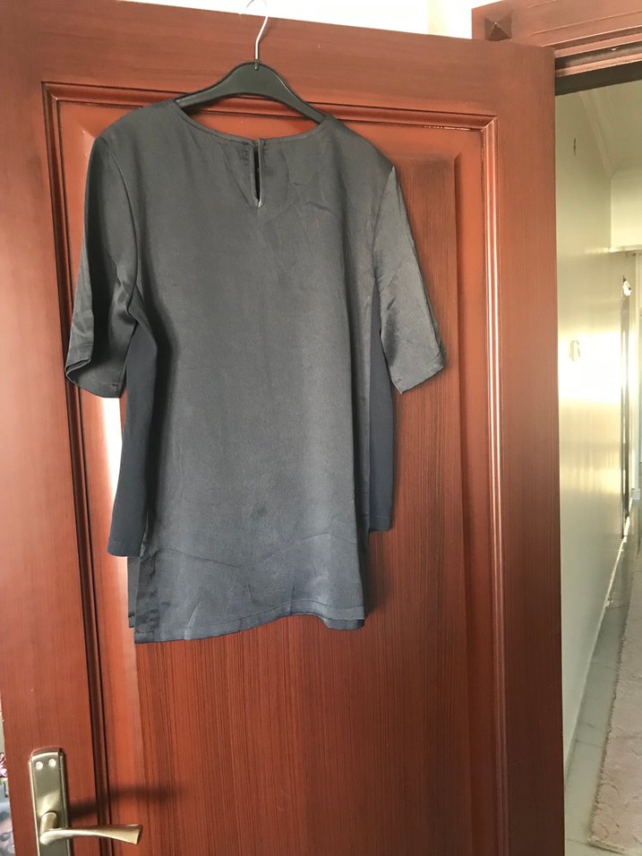 Siyah Kadın Kısa Kollu Salaş Bluz - Görsel 2