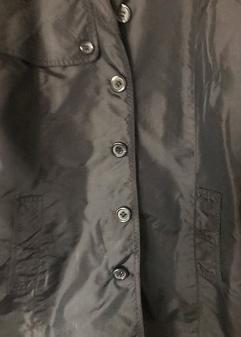 Siyah Düğmeli Midi Kadın Trençkot - Görsel 2