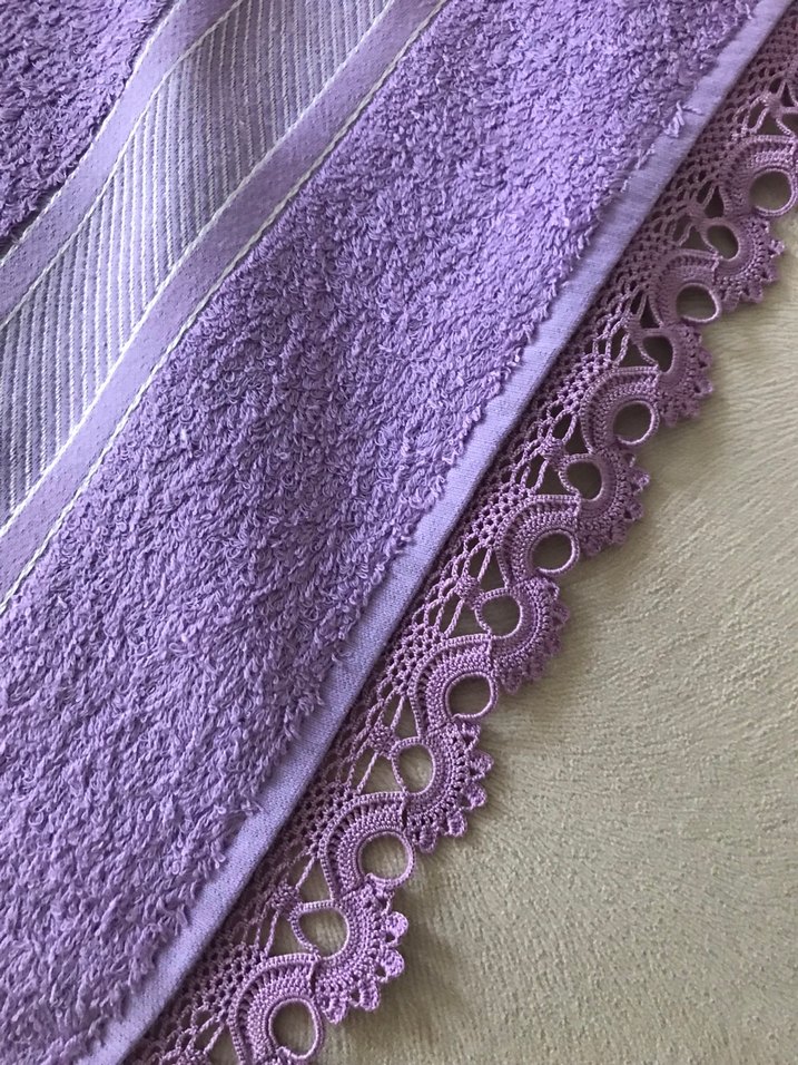 Pastel Mor Havlu Dantel Detaylı - Görsel 2