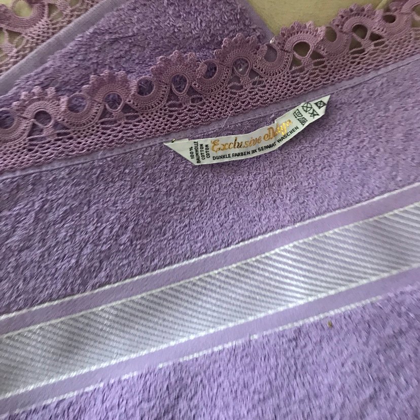 Pastel Mor Havlu Dantel Detaylı - Görsel 3