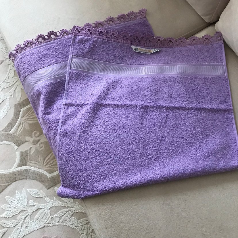 Pastel Mor Havlu Dantel Detaylı - Görsel 4