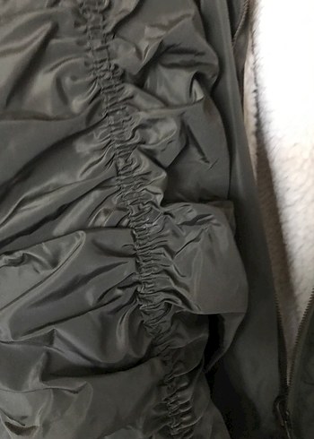 Haki Suni Kürklü Kadın Mont - Görsel 5