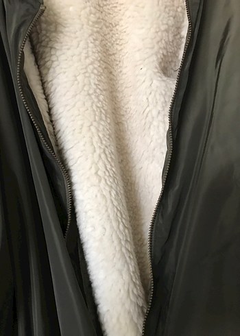 Haki Suni Kürklü Kadın Mont - Görsel 6