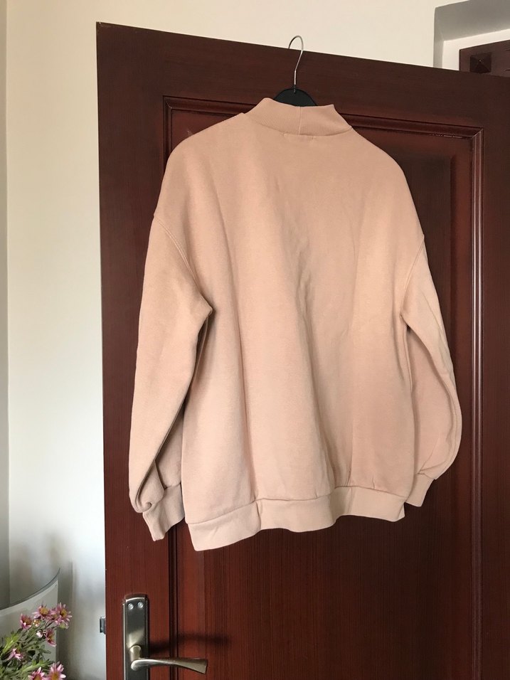 Kadın Bej Yüksek Yaka Sweatshirt - Görsel 3