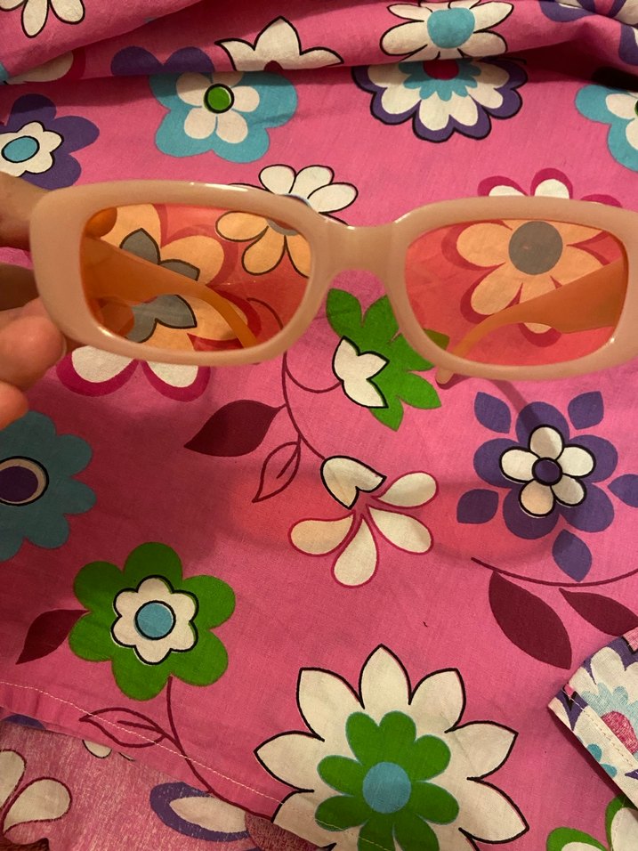 Şeffaf Pembe Retro Kadın Güneş Gözlüğü - Görsel 2