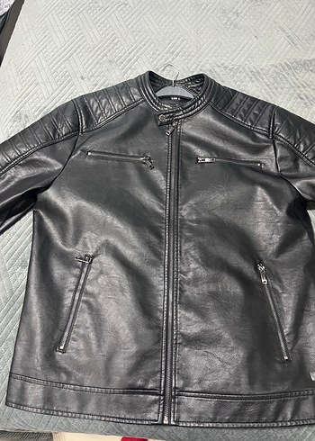 xl Beden Siyah Erkek Deri Biker Ceket