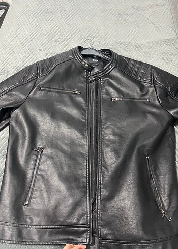 Siyah Erkek Deri Biker Ceket