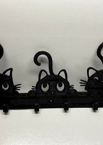 Siyah Kedi Figürlü Anahtarlık Askısı - Görsel 2