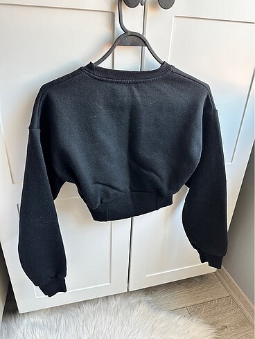 Diğer Siyah uzun kollu crop sweat