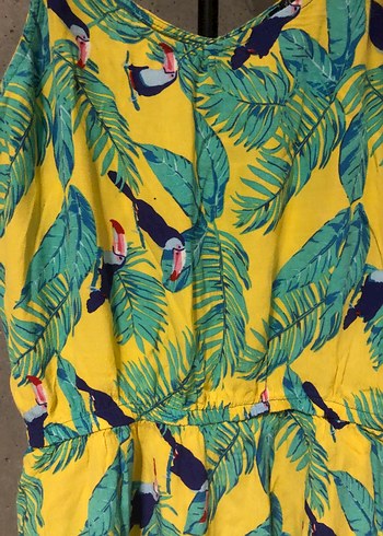 Renkli Desenli Sarı Bohem Kadın Tulum - Görsel 4