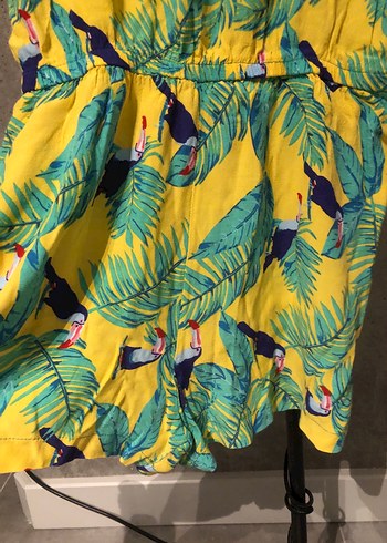 Renkli Desenli Sarı Bohem Kadın Tulum - Görsel 2