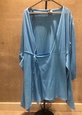 Mavi Uzun Kollu Bohem Kadın Elbise - Görsel 5