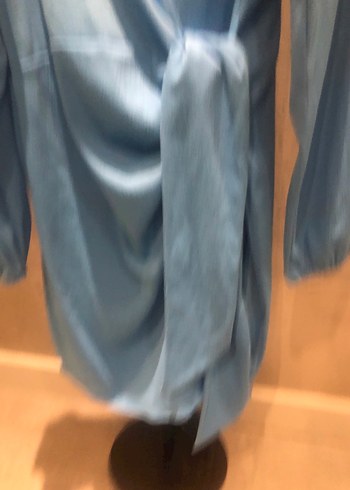 Mavi Uzun Kollu Bohem Kadın Elbise - Görsel 3