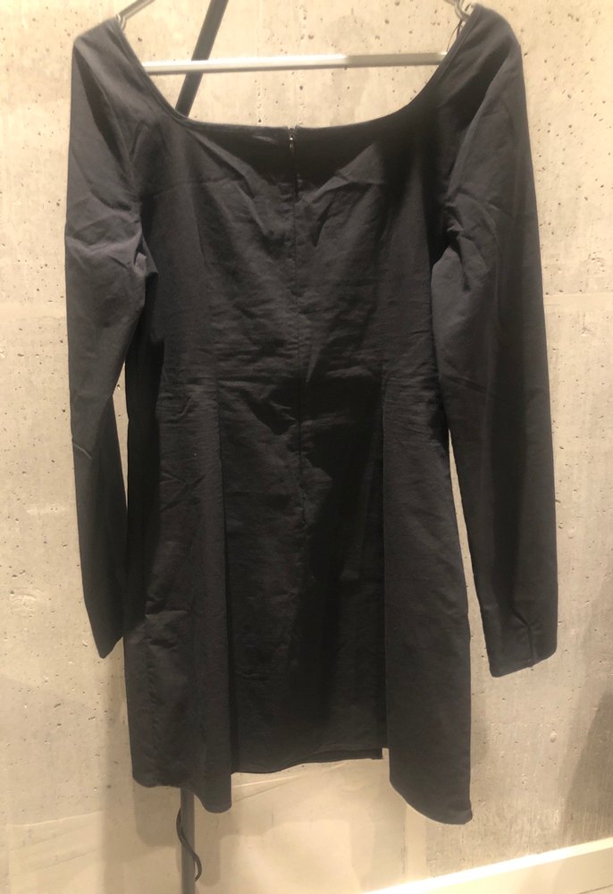 Uzun Kollu Siyah Mini Elbise - Görsel 4