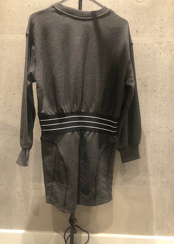 Gri Uzun Kollu Rahat Kesim Kadın Elbise - Görsel 4