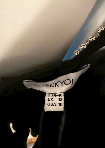 İPEKYOL Siyah Taşlı Dekolteli Elbise - Görsel 5