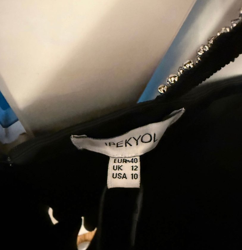 İPEKYOL Siyah Taşlı Dekolteli Elbise - Görsel 5