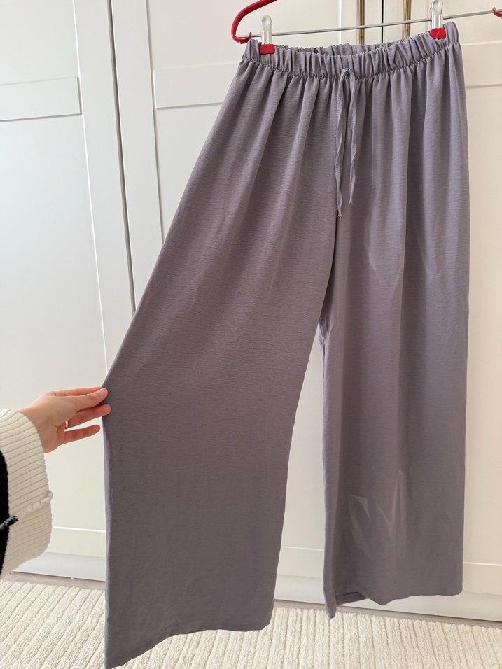 Gri Bol Kesim Kadın Pantolon - Görsel 3