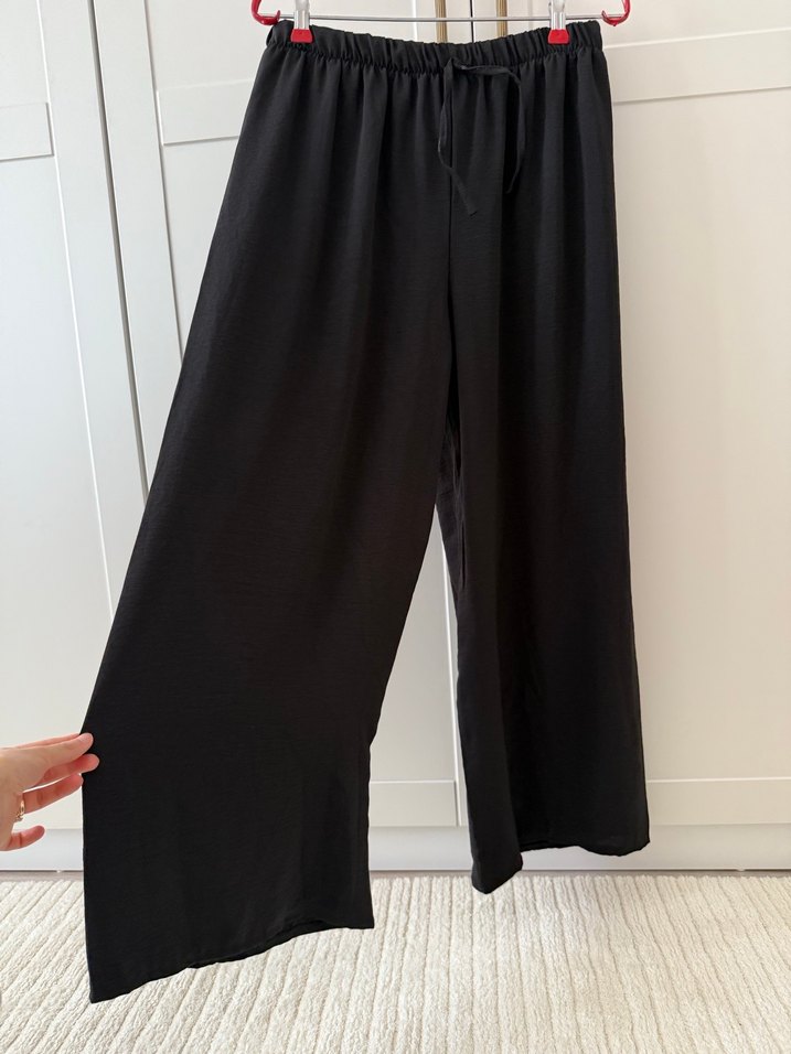 Siyah Kadın Salaş Pantolon - Görsel 5