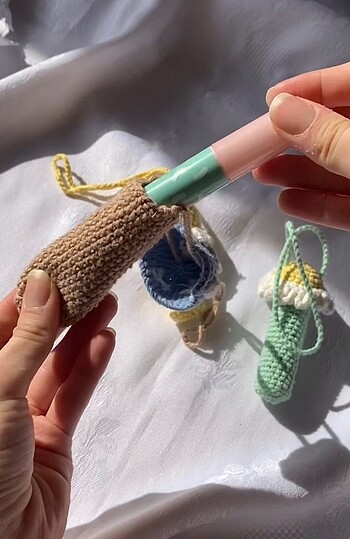  Beden kırmızı Renk Lipstick kılıfı dudak balmı ruj amigurumi handmade parlatıcı