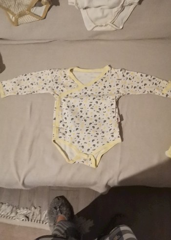 Bebek Erkek kız Uzun Kollu Beyaz Pamuklu Body 68 cm - Görsel 3