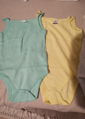 Bebek Erkek kız Pamuklu Askılı Body Seti 9-12 ay - Görsel 4