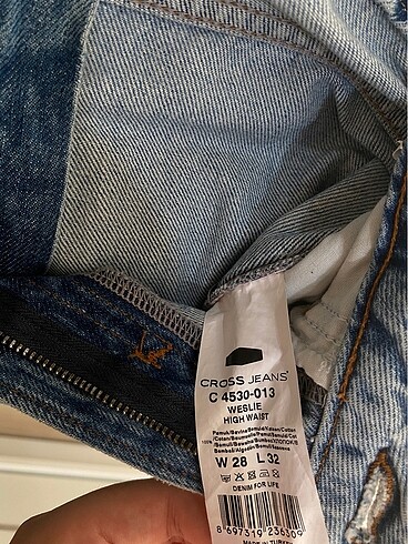 28 Beden mavi Renk Açık mavi bol paça jean denim kot pantolon yüksek bel (CROSS JEA