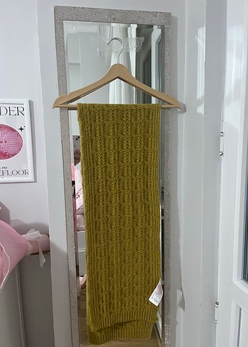 Sarı Örgü Kadın Şal - Görsel 3