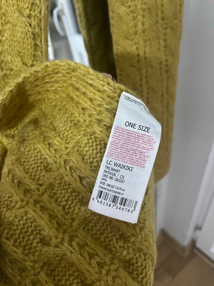 Sarı Örgü Kadın Şal - Görsel 2