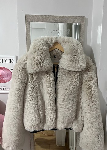 Bej Kadın Kürk Detaylı Deri Ceket - Görsel 3